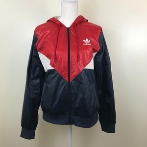 adidas windbreaker red white blue